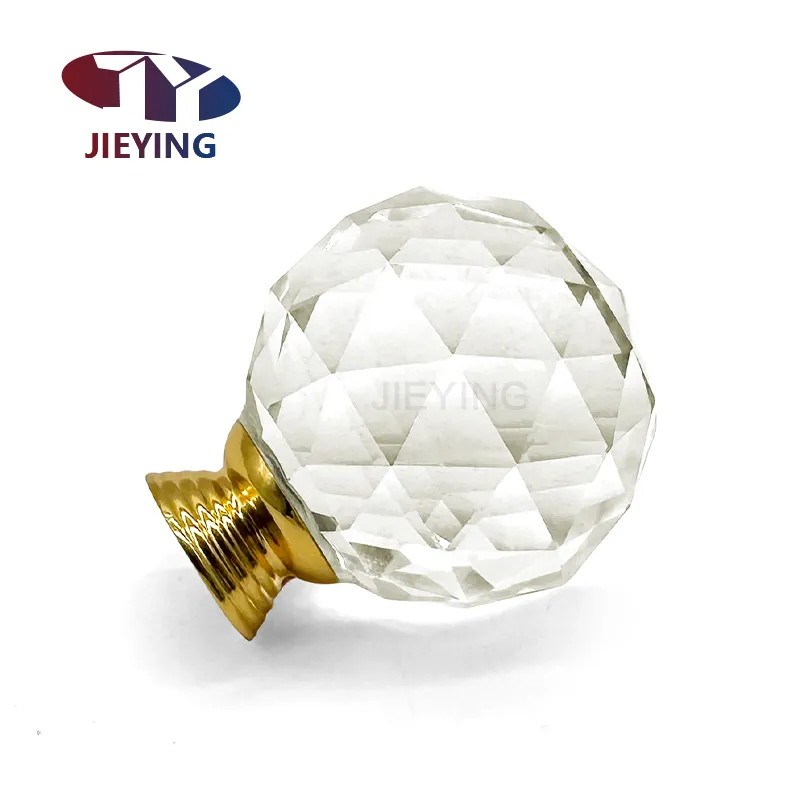 Accesorios de Hardware Jieying, perilla de armario de aleación de Zinc, tirador de cajón de armario de cocina, bola esférica, manija de cristal para muebles de 30mm