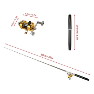 Cần câu cá Reel Combo Set mini Telescopic xách tay Pocket Bút cần câu cá cực + Reel dây câu mềm mồi mồi Jig móc - Product Image 3