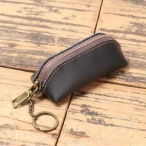 Porte-monnaie en cuir style simple, pochette à clés avec fermeture éclair, sac de rangement portable pour clés et écouteurs avec porte-clés - Product Image 6