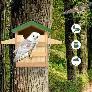 Grand nid en bois moderne et à la mode pour chouette effraie et peuplier Maison pour animaux de compagnie en bois de pin personnalisée pour la faune en plein air à l'intérieur d'une grande boîte Screech - Product Image 2