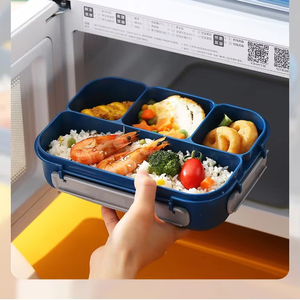 กล่องเบนโตะสำหรับผู้ใหญ่ผู้ชายผู้หญิงพร้อมภาชนะใส่อาหารกล่องใส่อาหารกล่องใส่ซอส4ช่อง - Product Image 1