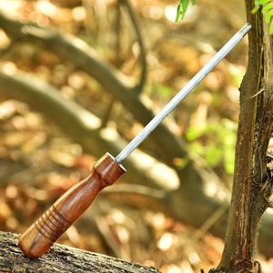 High Quality 12" Vintage Style Rose Wood Handle Steel Knife Honing and <b>Sharpening</b> Rod Super Fine Grit Kitchen Tool - Product Image 4