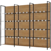Étagères à quatre poteaux, étagères pour magasins de proximité et supermarchés, personnalisables, étagères haut de gamme pour tabac et alcool, couleur grain de bois