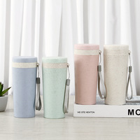 Bouteille d'eau en blé écologique avec logo personnalisé, bouteille d'eau biodégradable avec cordon