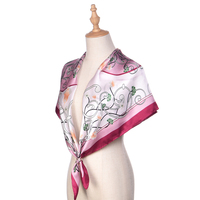 Écharpe carrée en soie naturelle 100% pure personnalisable, imprimée, pour femme, motif floral, marque YCH, style Dobby, option de logo personnalisé