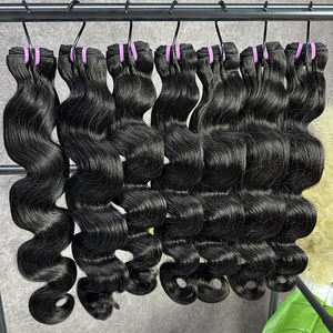 Extensions de cheveux indiens en mèches, ondulation lâche, 8-40 pouces, cheveux vierges Remy, closure 360, frontal, double trame, compatible permanente - Product Image 4
