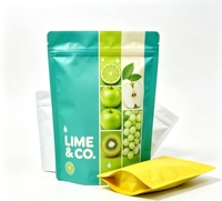 Op maat gemaakte logo food grade hersluitbare staande pouch voor fruitsnacks, PE materiaal, ritssluiting - OEM service voor internationale kopers