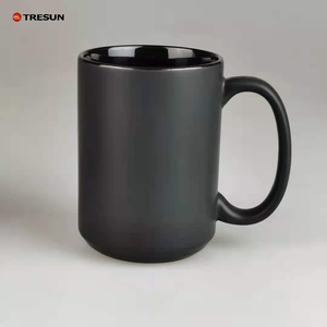 โรงงาน TRESUN ราคาถูก ขายส่ง แก้วกาแฟเซรามิกสีดำเคลือบเงา ขนาด 15 ออนซ์ พร้อมโลโก้สั่งทำ - Product Image 2