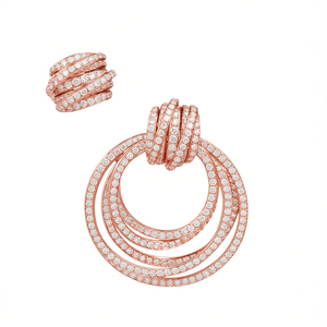 Orecchini in Oro Rosa con Diamanti, Lussuosi Orecchini da Donna con Diamanti Naturali Taglio Brillante Rotondo Colore G per Uso Quotidiano - Product Image 1