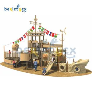 Berletyex Large Pirate Ship Slide Outdoor Playground With Aluminum Tunnel Slide Swing And Commercial Slides