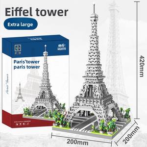 Set mainan blok bangunan edukasi, mainan konstruksi ornamen Menara Eiffel Prancis Paris - Product Image 3
