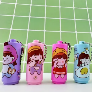 Small Gift Car Keyring Little Girl Cartoon LED Keychain Led Light Plastic Household Emergency Lighting Keychains