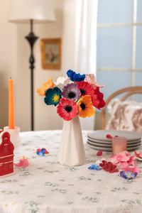 Fleur artificielle de pavot-anémone à tige, fleur de pavot-anémone réaliste, centre rouge et noir, pour décoration - Product Image 3