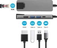 Station d'accueil 5-en-1 Type-C en alliage d'aluminium HDTV 4K USB3.0 Réseau RJ45 Charge rapide PD 100W pour MacBook, Ordinateurs Portables et Téléphones – En Stock