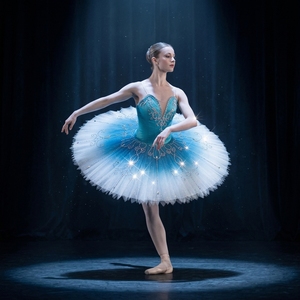 Tutú Profesional de Ballet Clásico con Degradado Turquesa y Pedrería, Diseño de Copo de Nieve y Pájaro Azul, para Actuaciones de Danza - Product Image 3
