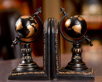Serre-livres globe en résine, ornement décoratif artisanal pour bureau, maison et étude