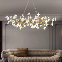 Luminaires suspendus en forme de branche d'arbre, style moderne antique, en laiton massif, avec verre blanc, chandeliers floraux pour salon