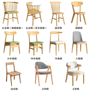 Solid Wood Nordic Style <b>Dining</b> <b>Chair</b> With Backrest For Home <b>Dining</b> Adult Use Natural Wood Color Walnut White - Product Image 1