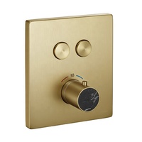 Robinet de douche mural thermostatique encastré en laiton, mitigeur carré effet pluie, finition brossée, usage hôtelier, poignée unique, moderne Citec