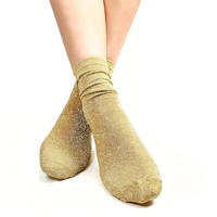 Chaussettes de cheville scintillantes pour femmes, chaussettes décontractées métalliques brillantes, design rétro lumineux pour dames