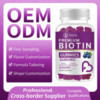 Gummies de biotine en marque blanche OEM 10000 mcg pour la beauté des cheveux, de la peau et des ongles, complément alimentaire pour femmes, 60/120/180 gummies