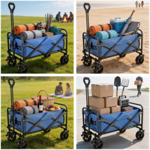 Direct Factory 400L Capacity Pickup Style Camping Wagon 12-Bearing Heavy Duty <b>Trolley</b> with 120cm Extended Tailgate - Product Image 2