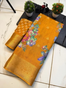 Sari original Premium con borde de flores Super Hit Ropa de fiesta popular solo disponible a granel - Product Image 4