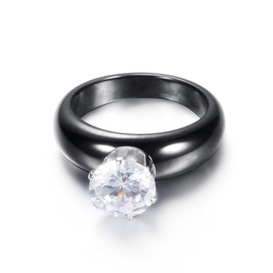 Ceramic Zircon Inlaid 8Mm <b>Couple</b> <b>Rings</b> White And Black Unisex Jewelry Gift For Valentine's Day - Product Image 5