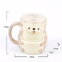 Tasse en céramique personnalisée avec motif de hérisson animal mignon, tasse à café et à biscuits