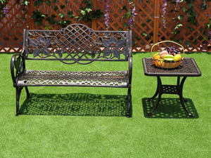 Banc <span class=keywords><strong>de</strong></span> <span class=keywords><strong>jardin</strong></span> en bronze tout en fonte d'<span class=keywords><strong>aluminium</strong></span> vintage motif <span class=keywords><strong>de</strong></span> fleurs style patio banc <span class=keywords><strong>de</strong></span> parc chaise 2 places banc en métal - Product Image 6