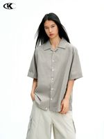 Chemise à manches courtes ample en coton 100% de qualité supérieure, à carreaux vintage américains, avec cordon de serrage à l'ourlet, personnalisable pour hommes YOFA, OEM ODM