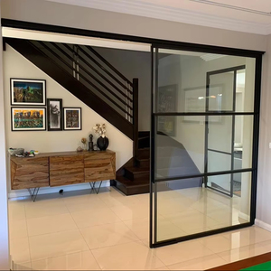 Porte coulissante en verre à cadre en acier ultra-fin, design moderne personnalisé avec double vitrage pour les maisons résidentielles - Product Image 1