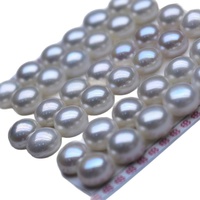 Perles de Zhuji naturelles d'eau douce, demi-percées, en forme de bouton, pour boucles d'oreilles créoles en cuivre et accessoires de foulards, 3-8mm