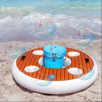 Bar flottant gonflable robuste avec plateforme antidérapante en Drop-Stitch et porte-gobelets pour complexe hôtelier, marina, fête sur le lac
