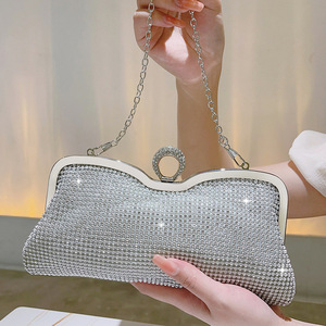 Bolso de Mano de Lujo con Cristales de Alta Calidad para Fiesta, Cartera de Noche con Pedrería para Mujer, con Cadena - Product Image 4