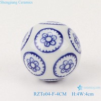 RZTo04 — jolie boule en céramique bleu et blanc, 4CM, ornement d'arbre de noël
