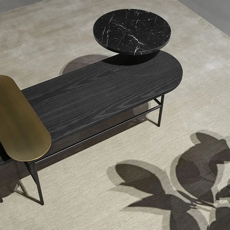 Table de thé ovale en fer, simple et moderne, pour le salon, le bureau, le thé, forme ovale en marbre