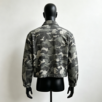 Veste de travail vintage pour homme, style streetwear, camouflage et lettrage, en sergé de coton épais avec poches poitrine et fermeture éclair