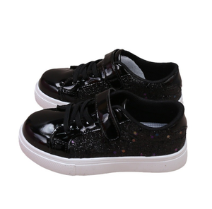 New Black Sequins <b>Hook</b>&loop Sneaker for Girl and Boy Walking Casual <b>Shoes</b> - Product Image 1