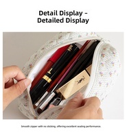 Tas Kosmetik Wanita Berbahan Polyester Bermotif Bunga, Bernapas, dan Berlapis, untuk Pouch Portabel, Organizer Perjalanan, Kosmetik, dan Lipstik