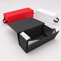 Boîte pliante en carton rigide noir ondulé personnalisée de luxe avec fermeture magnétique pour emballage cadeau, vêtements et vin – Vente en gros