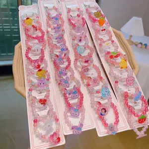 Kawaii Children Makeup Plastic Resin Beads Bracelets Colorful Rainbow Beads Girls DIY Decoration Bracelets For Kids Jewelry