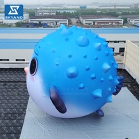 Modèle de poisson-baleine bleu gonflable géant personnalisé pour la décoration publicitaire d'événements sur le thème de l'océan en extérieur
