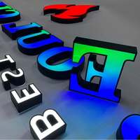Enseignes lumineuses personnalisées à lettres canal, synchronisation musicale intelligente RGB, éclairage frontal en acier inoxydable, enseignes électroniques LED RGB