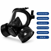 Masque respiratoire industriel réutilisable en silicone avec lentille panoramique anti-buée filetée de 40 mm, double filtre réglable à 5 points et boîtier intégré