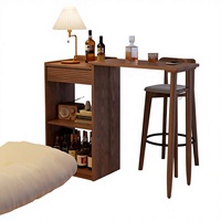 Table de bar moderne en bois avec plateau rotatif, extensible, pour petits espaces et appartements, modèle BZ003 (stock US)
