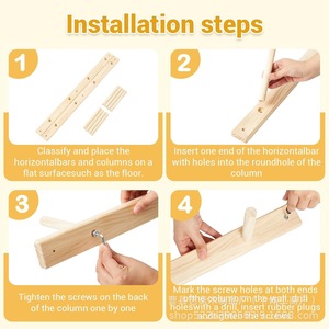Wooden Yoga Mat <b>Storage</b> Rack 4 Layers <b>Wall</b> Mounted For Gym Studio Fitness Equipment - Product Image 4