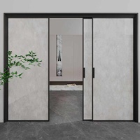 Porte de séparation en verre minimaliste, porte coulissante à trois sections pour cuisine, balcon, salon, salle de thé, sur mesure