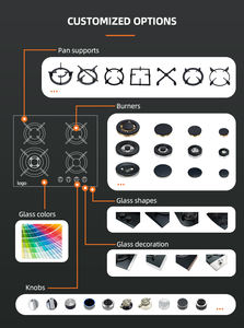 Grands Appareils De <span class=keywords><strong>Cuisine</strong></span> Tables De Cuisson Brûleur à gaz simple encastré Surface de cuisson Réchaud à gaz en verre trempé - Product Image 2
