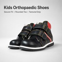 Chaussures montantes orthopédiques noires pour enfants avec fermeture auto-agrippante réglable, bout arrondi et semelle extérieure stable pour l'école